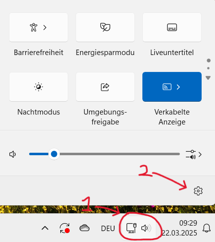 Die Einstellungen über die Taskleiste öffnen
