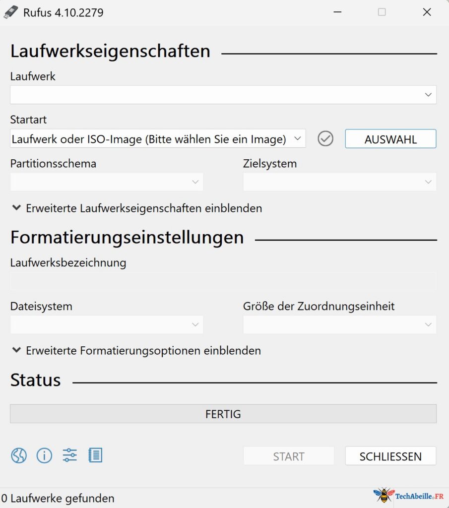 Rufus v4.10 deutsche Benutzeroberfläche