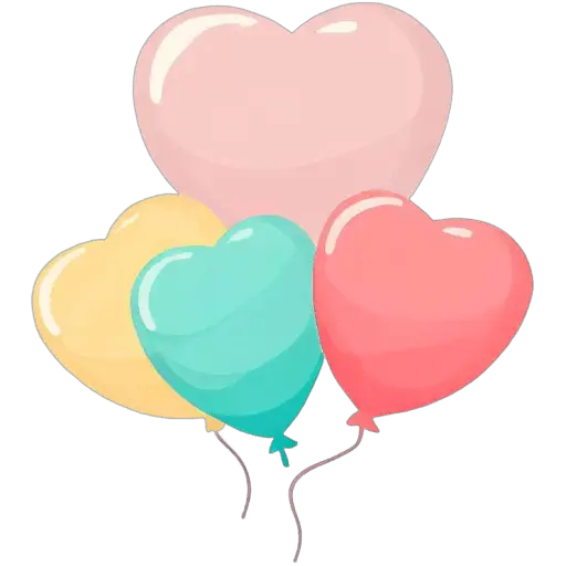 Plusieurs ballons en forme de cœur pour une décoration joyeuse de la fête des mères. Ballons en forme de cœur icone