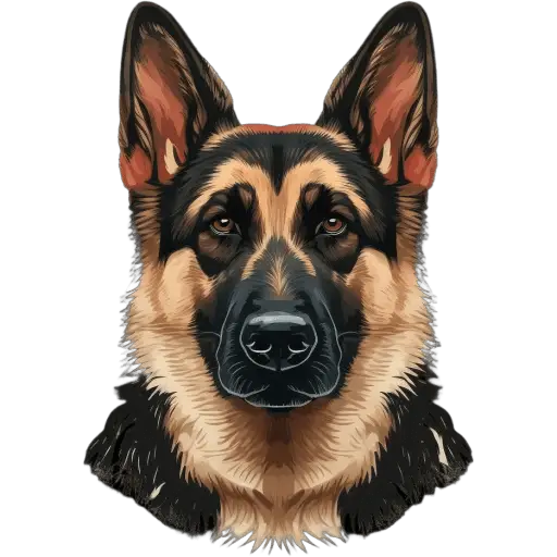 Le Berger allemand est un chien polyvalent d'origine allemande. Il est intelligent, loyal et est utilisé dans la police, le sauvetage et la protection. Berger allemand icone