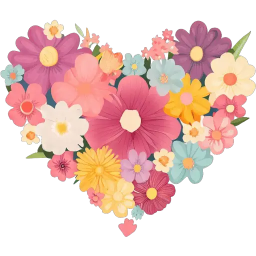 Un cœur fait de belles fleurs, le cadeau parfait pour montrer votre affection à votre mère. Cœur de fleurs icone