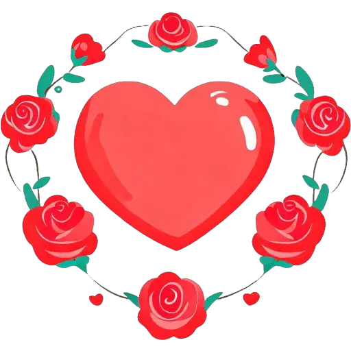 Des roses disposées en forme de cœur, un geste romantique pour la fête des mères. Roses en forme de cœur icone