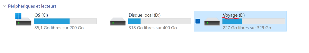 Changement de nom du disque dur réussi