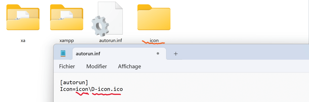 Édition autorun.inf du contenu