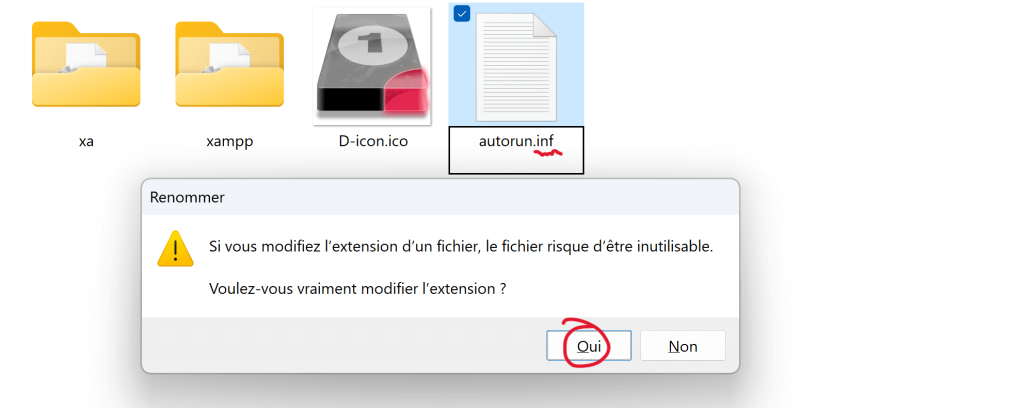 L'extension du fichier doit être .inf