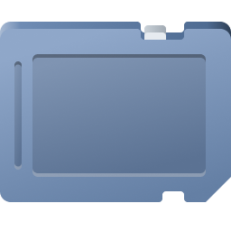 Icône de carte mémoire, utilisée pour le stockage portable de données.