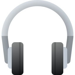 Icône de casque audio grise, représentant un dispositif de sortie audio pour écouter de la musique.