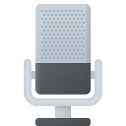 Icône de microphone grise, utilisée pour l'enregistrement ou la transmission de son.