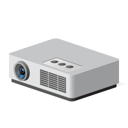 Icône d'un projecteur, utilisé pour les présentations et la visualisation d'images sur grand écran.