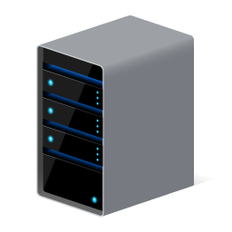 Icône représentant un rack de serveurs, utilisé dans les centres de données et les salles serveurs d'entreprises.