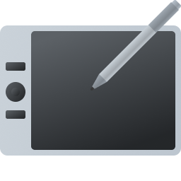 Icône de tablette graphique, utilisée pour le dessin numérique et la conception.
