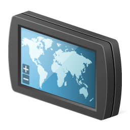 Appareil portable affichant une carte du monde.