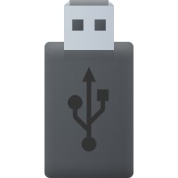 Icône d'une clé USB, utilisée pour le stockage et le transfert de données portable.