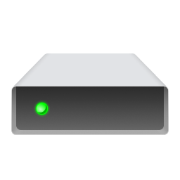 Icône d'un disque de stockage externe, utilisé pour le stockage de données supplémentaires et la sauvegarde.