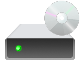 Icône d'un lecteur optique, utilisé pour lire des disques optiques tels que les CD et DVD.