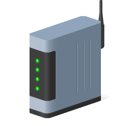 Icône d'un modem réseau, utilisé pour convertir les données entre un ordinateur et Internet.