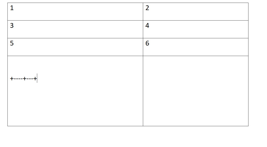 Un Tableau WordPad Imbriquer des cellules 1