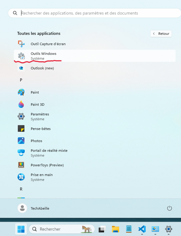 Outils système en Windows 11