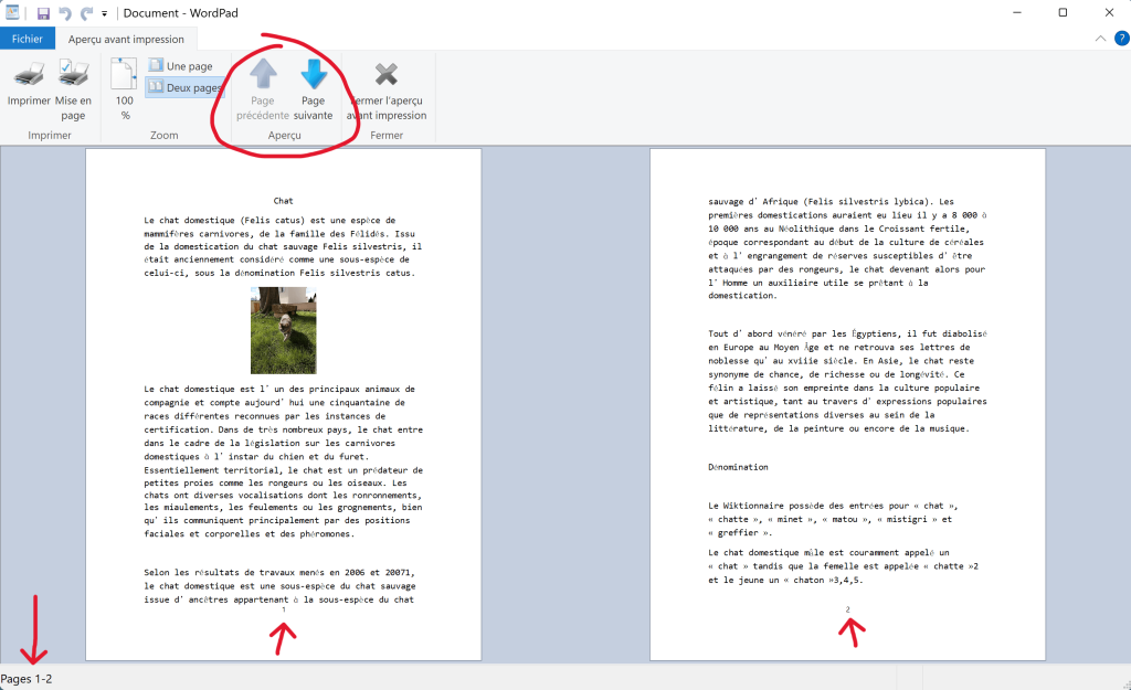 WordPad Aperçu avant impression 2