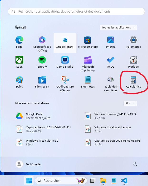 Épingler la calculatrice au menu Démarrer 2
