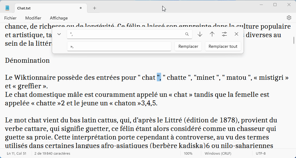 le Bloc-notes en Windows 11 Exécuter le remplacement