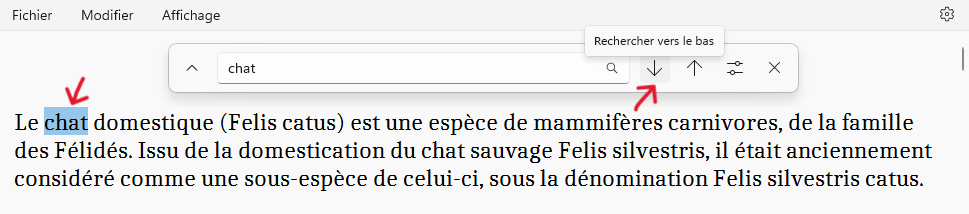 le Bloc-notes en Windows 11 Lancer la recherche