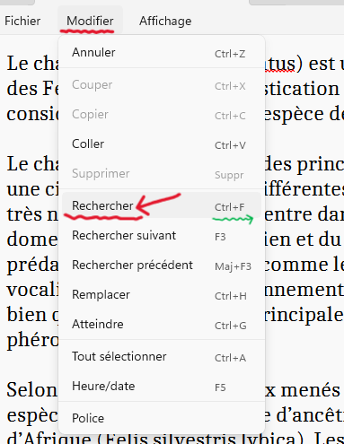 le Bloc-notes en Windows 11 Ouvrir la boîte de dialogue de recherche