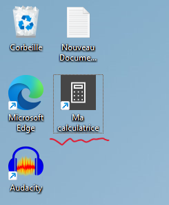 le raccourci de la calculatrice sera créé sur le bureau 2
