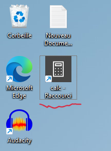 le raccourci de la calculatrice sera créé sur le bureau 3