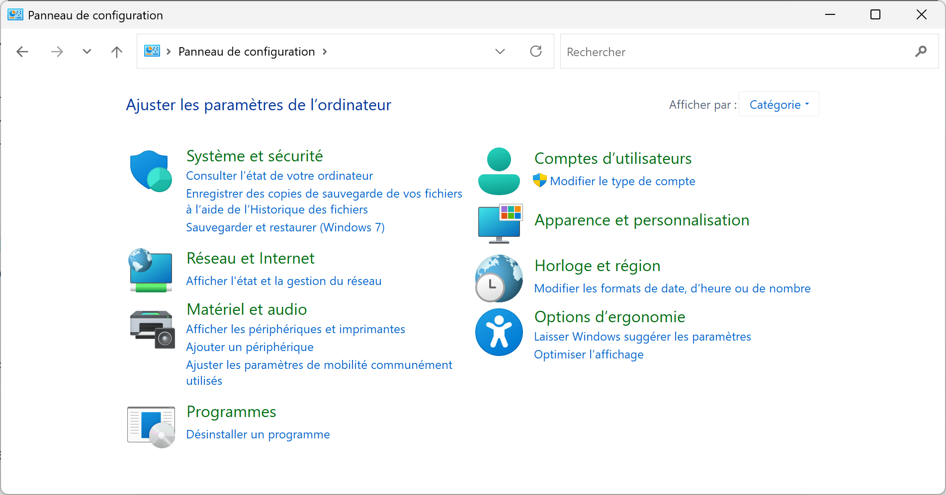 Le Panneau de configuration de Windows 11