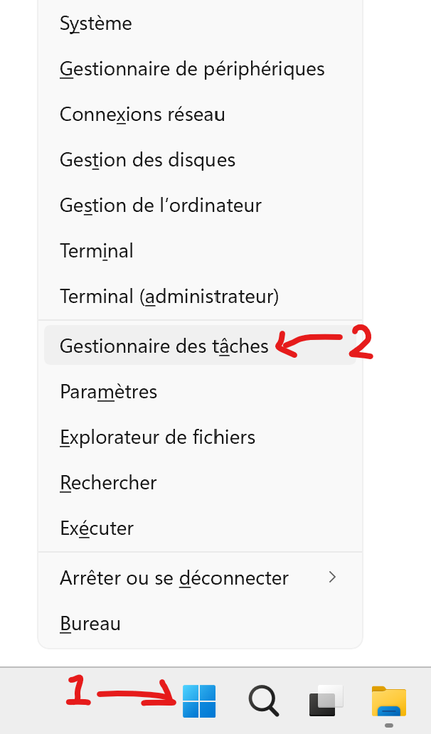 sélectionnez « Gestionnaire des tâches