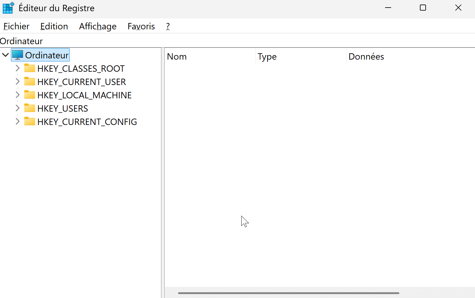 Éditeur de Registre dans Windows 11
