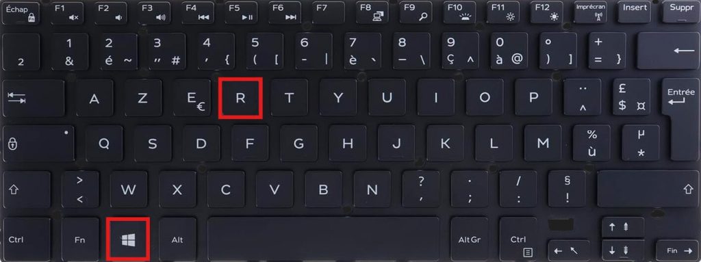 PC portable clavier Windows + R