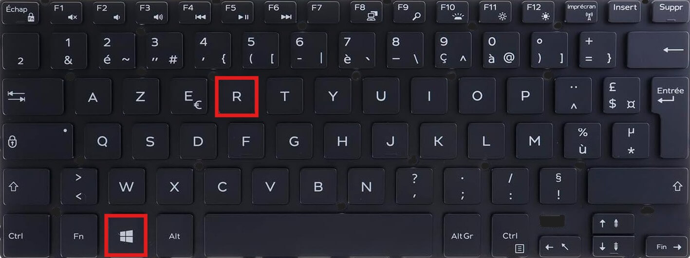 PC portable clavier Windows + R