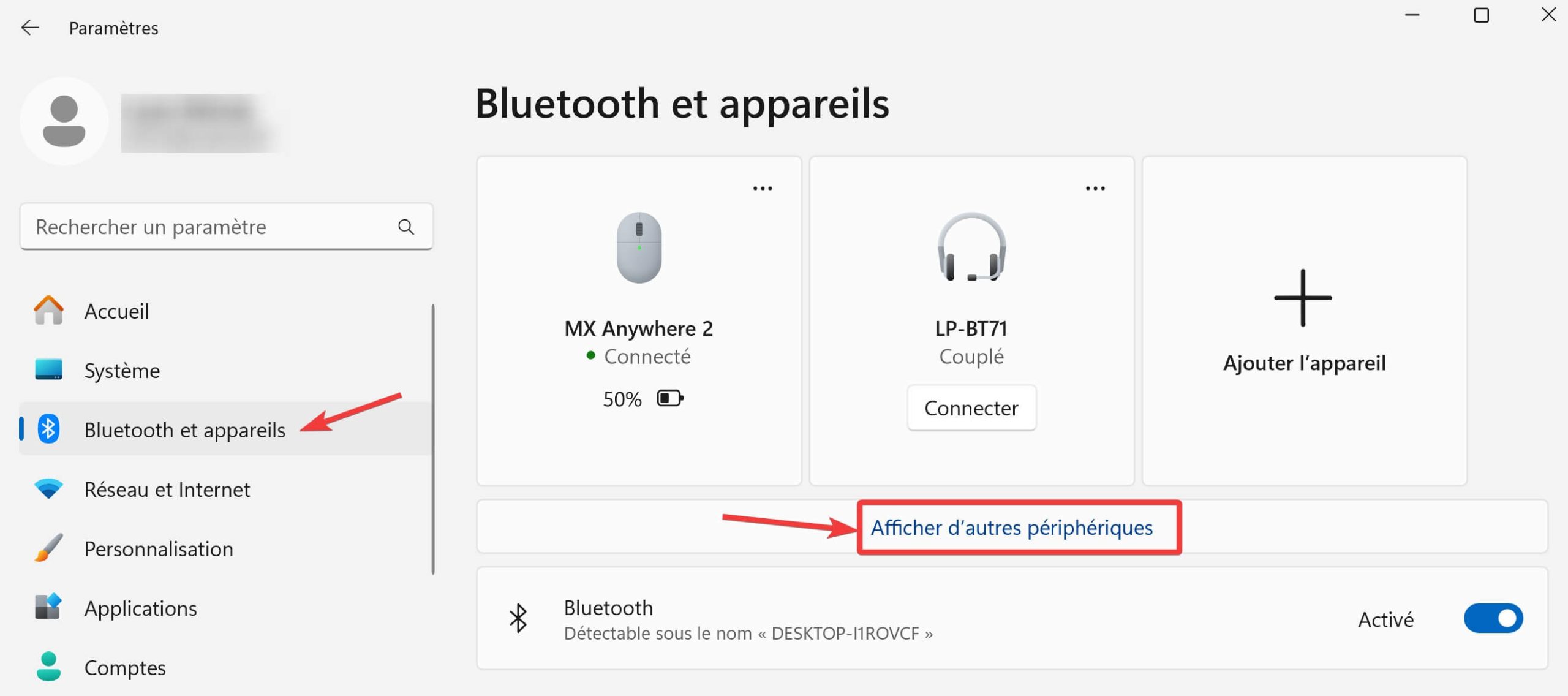 Afficher plus d'appareils dans Windows 11