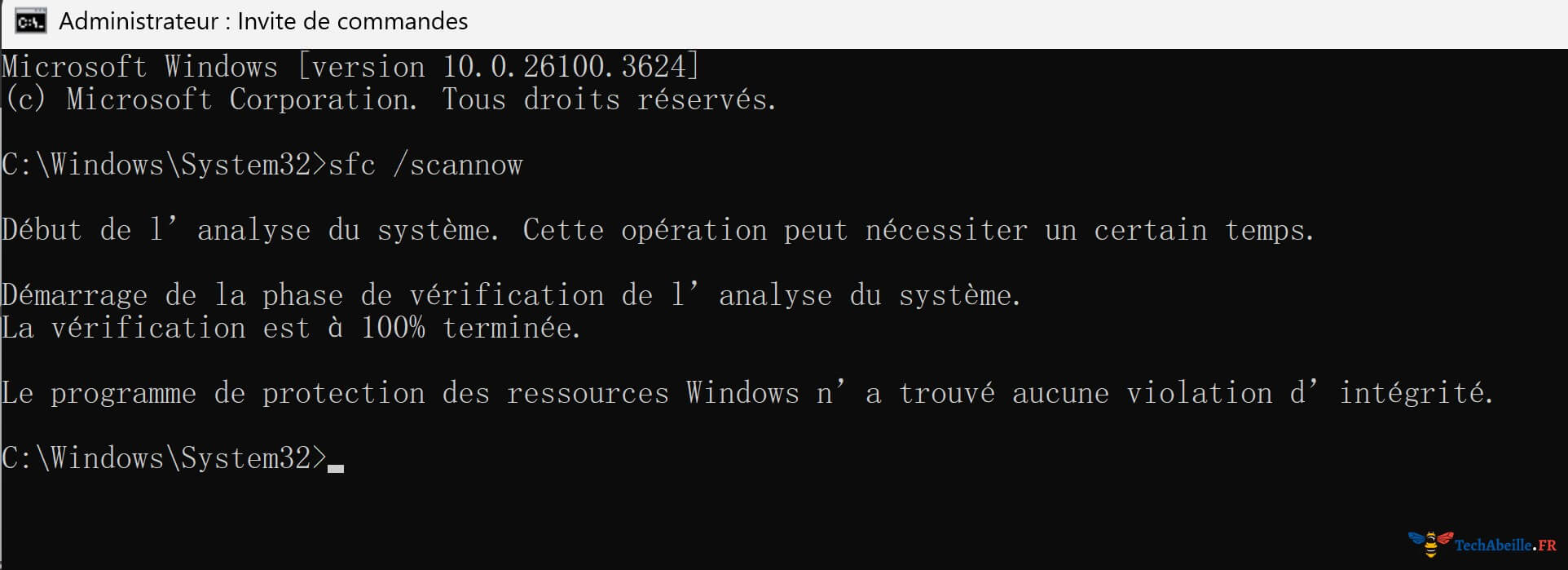 Exécution de sfc dans CMD terminée.jpg