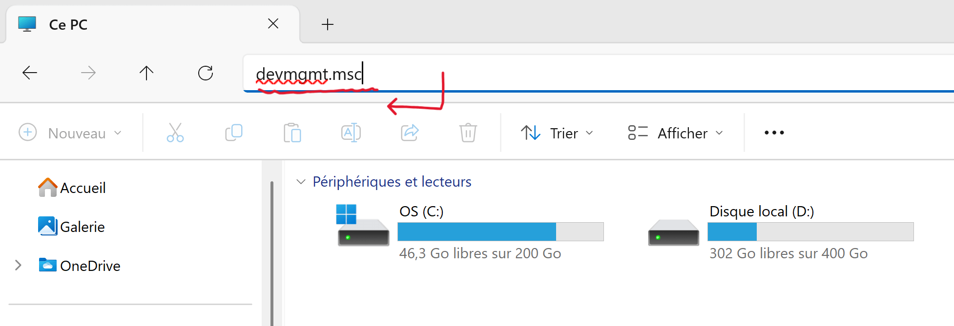 Lancer le Gestionnaire de périphériques via l’Explorateur de fichiers
