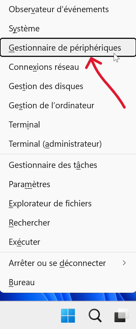 Ouvrez le Gestionnaire de périphériques en utilisant Windows + X