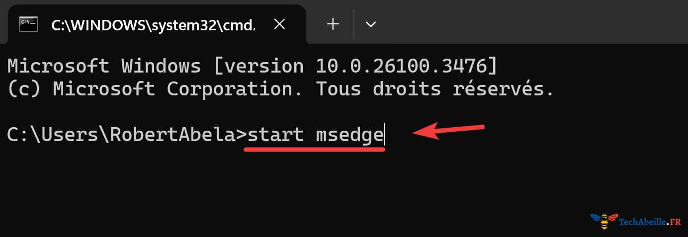 Ouvrir Edge avec CMD