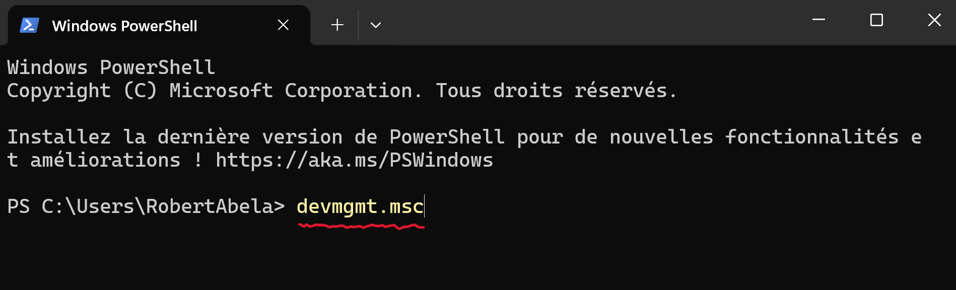 Ouvrir le Gestionnaire de périphériques via PowerShell