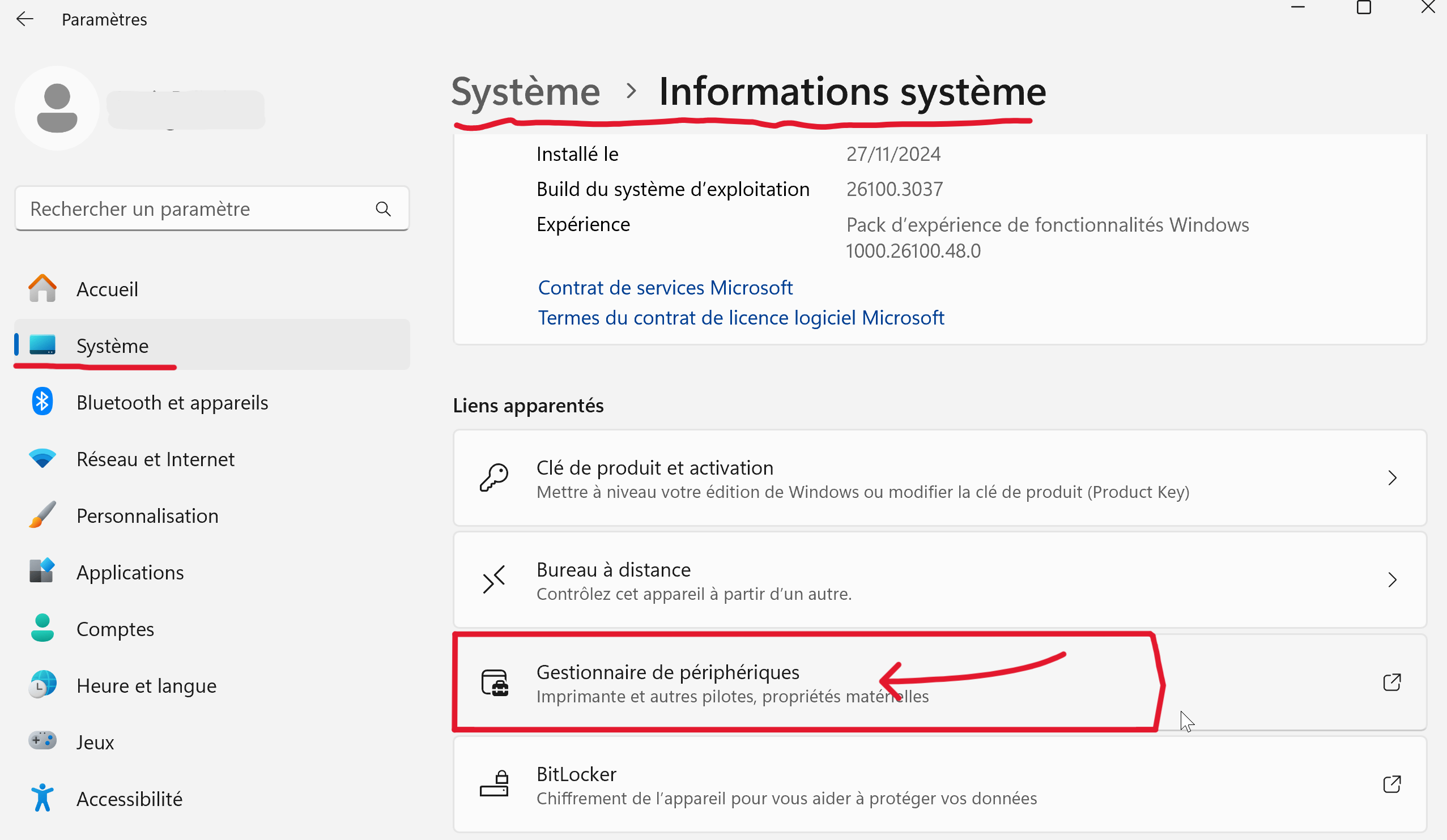 Ouvrir le Gestionnaire de périphériques via les Paramètres Windows