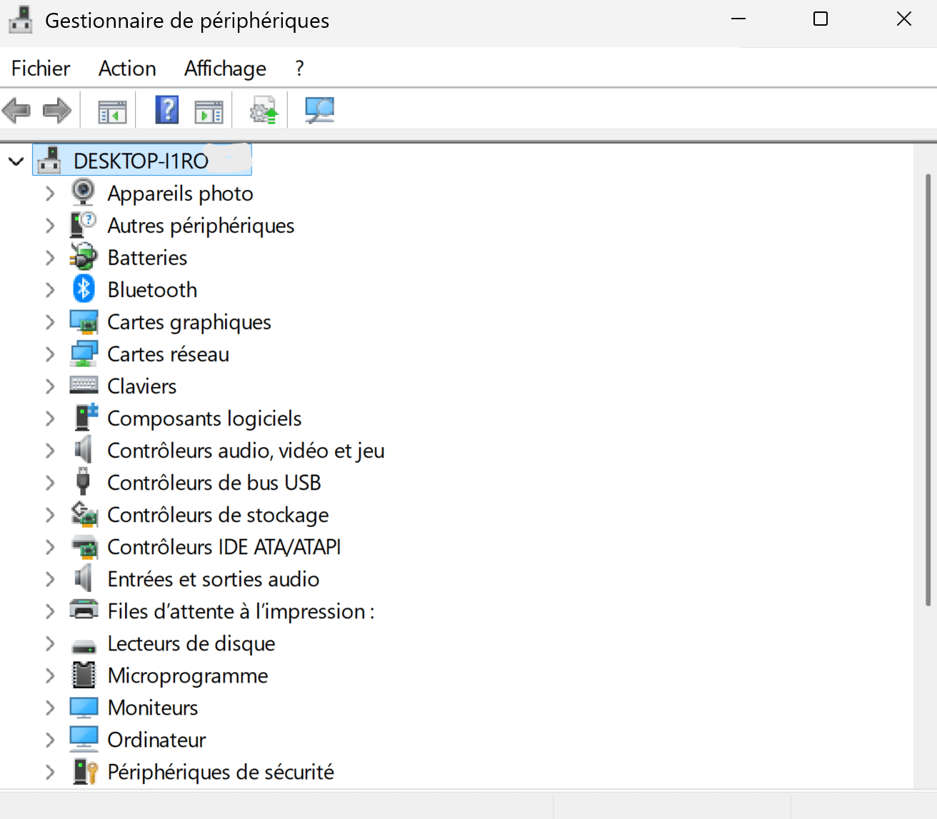 L'interface du Gestionnaire de périphériques sous Windows 11