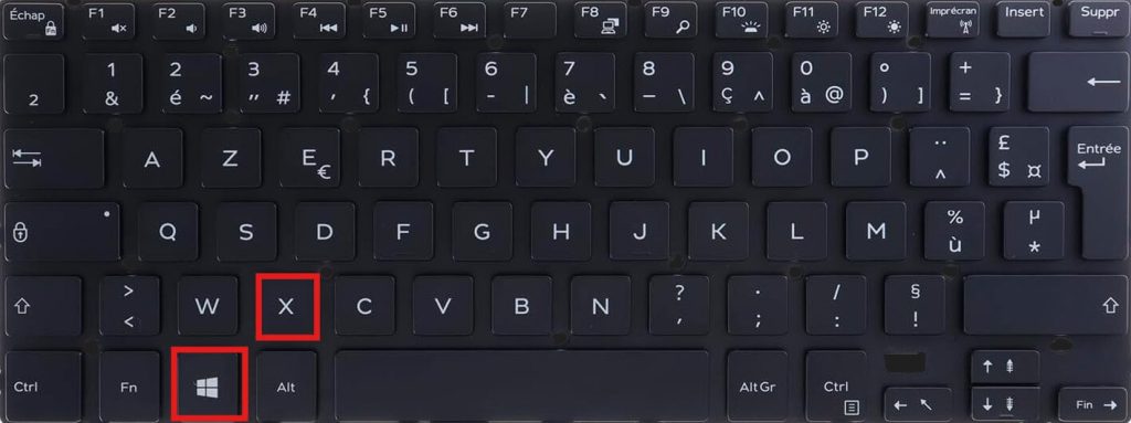 le raccourci  Windows + X