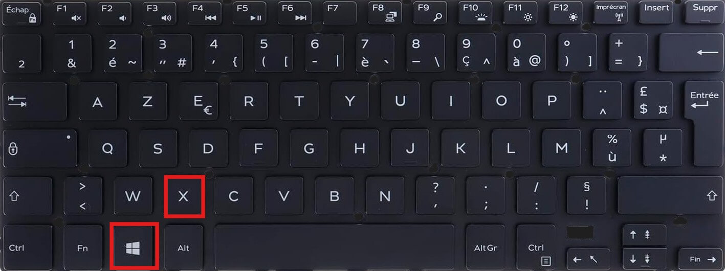 le raccourci  Windows + X