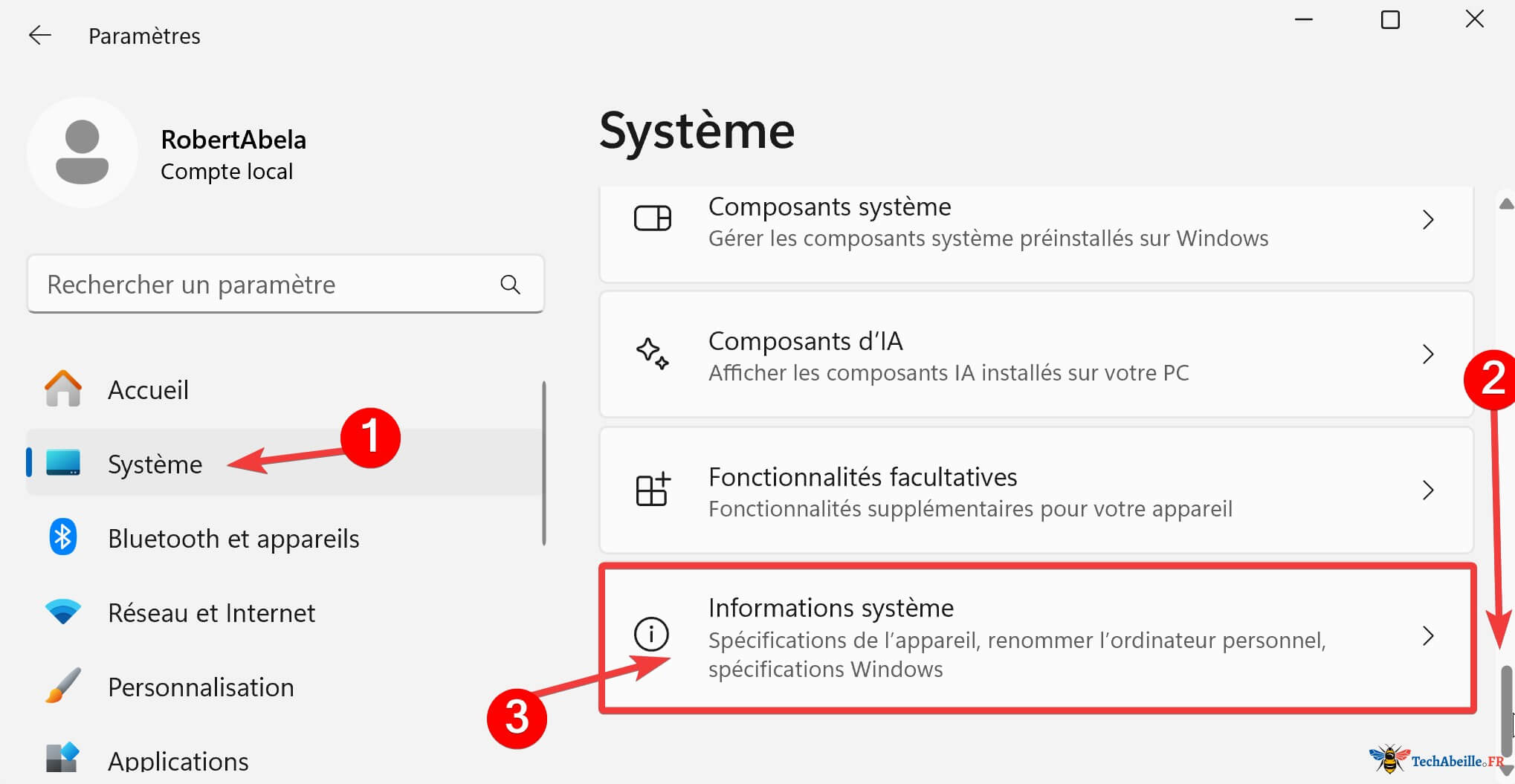 Accéder aux informations système dans les paramètres de Windows 11