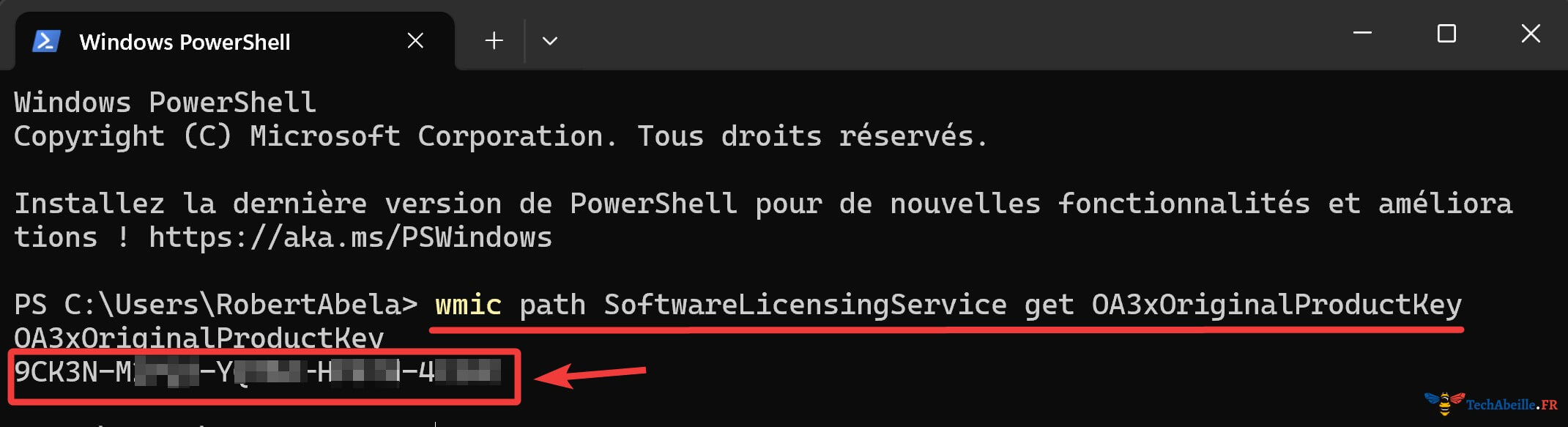 Afficher la clé produit Windows avec PowerShell