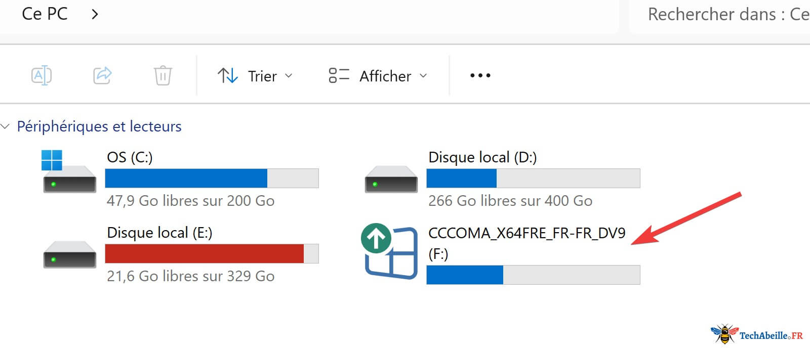 Clé USB créée avec Rufus