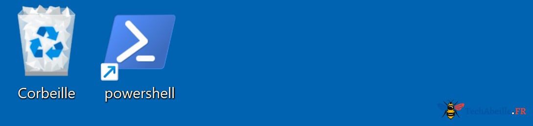 Raccourci PowerShell affiché sur le bureau