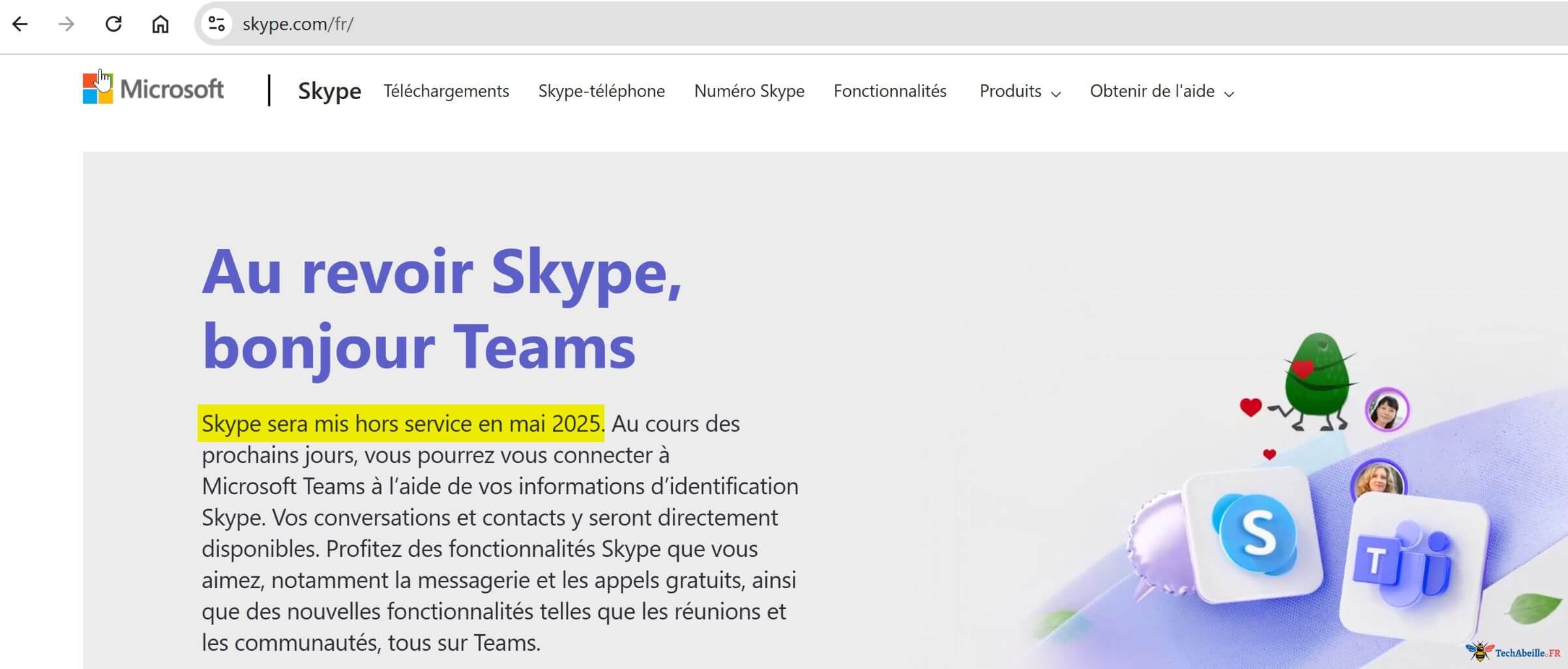 Skype sera mis hors service en mai 2025