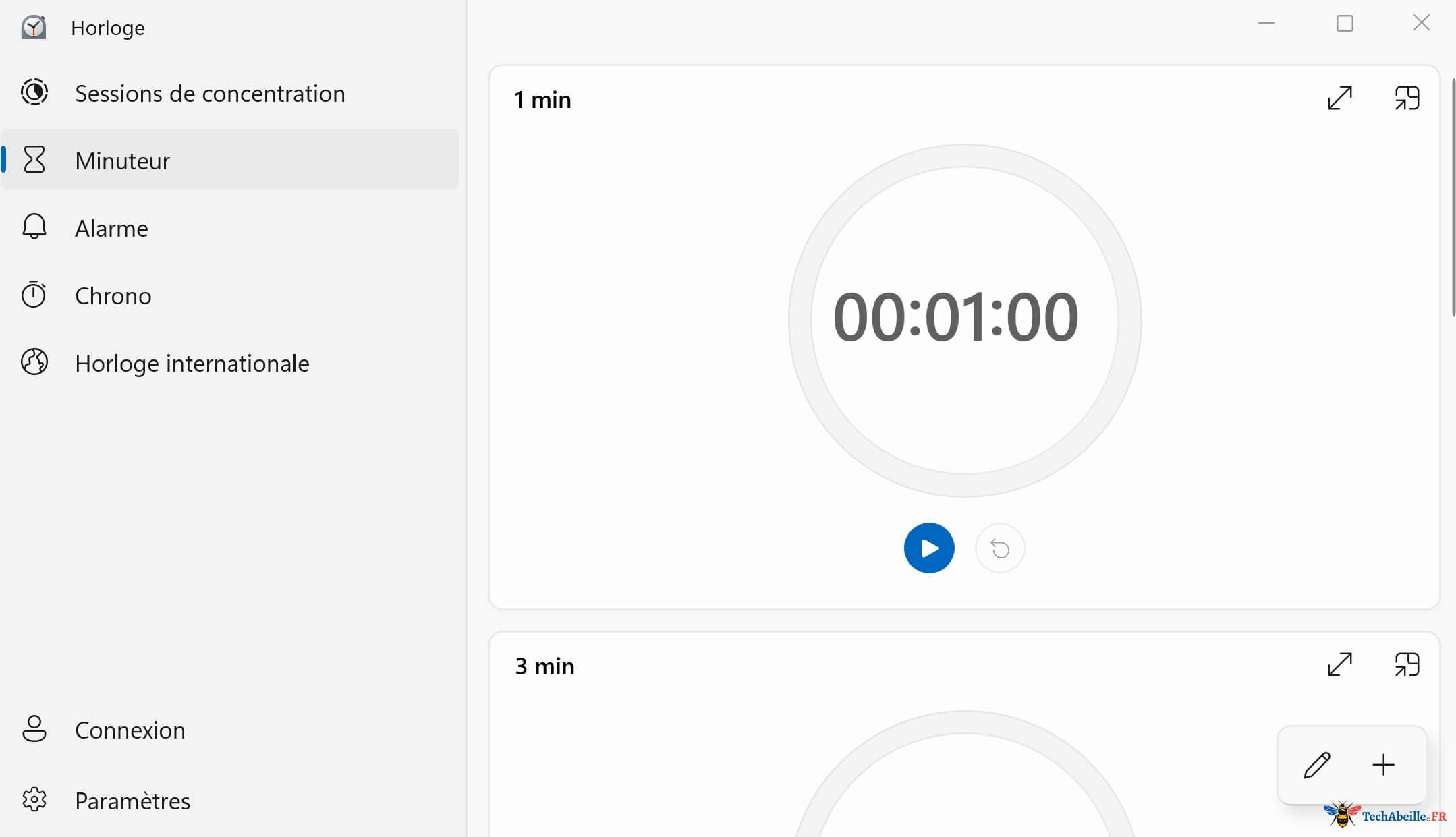 Application Horloge dans Windows 11